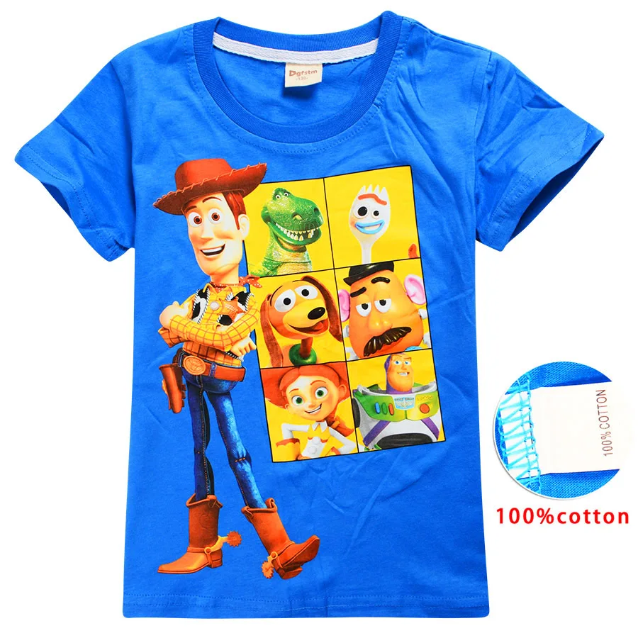 Toy Story kids tshirt summer New 3-12 Years Buzz Lightyear Kids Tshirt Printed Cartoon Woody Police Children Tops - Цвет: s0420-8478
