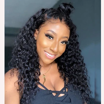 

Transparent Deep Curly Silk Base Lace Front Human Hair Wigs with Baby Hair Full Lace Wigs for Black Women Pre Plucked Hairline