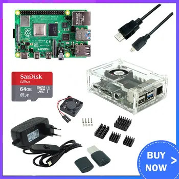 

Raspberry Pi 4 Model B 2GB/4GB/8GB RAM + Case + Fan + Heat Sink + Power Adapter + 32/64 GB SD Card + Micro HDMI Cable for RPI 4B