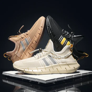 

BG Men running shoes Flywire sneakers Lightweight breathable Outdoor sports casual Various styles big size Elastic band 2020 new