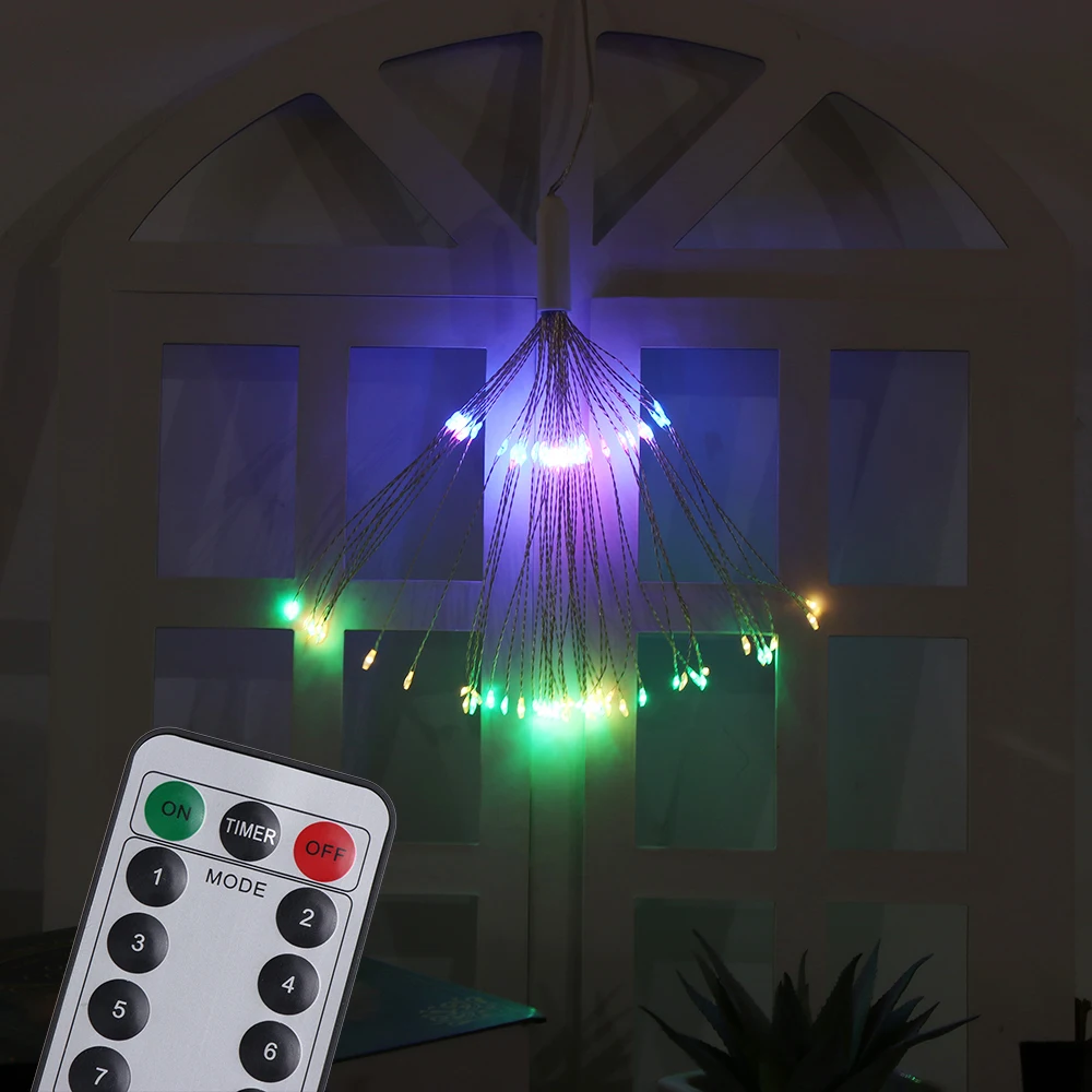 Праздничная подвесная гирлянда Starburst светильник s 80-120 светодиодов DIY фейерверк медная гирлянда Рождественский светильник s уличный мерцающий светильник