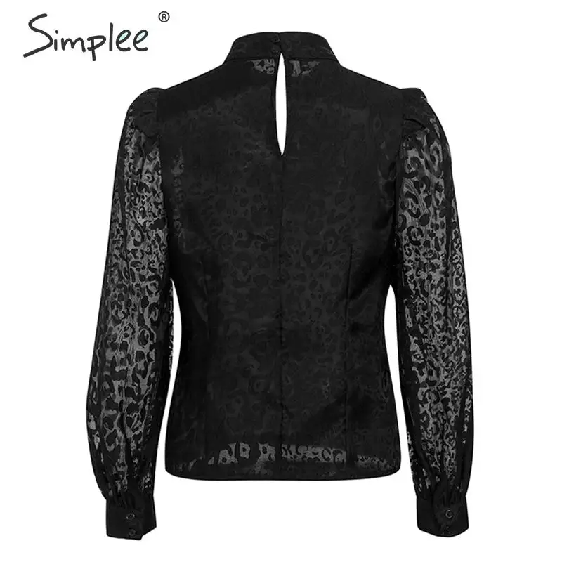 Simplee, сексуальная черная блузка с длинным рукавом, рубашка, элегантные вечерние женские блузки, рубашки, весна-лето, повседневные офисные сетчатые Топы highstreet