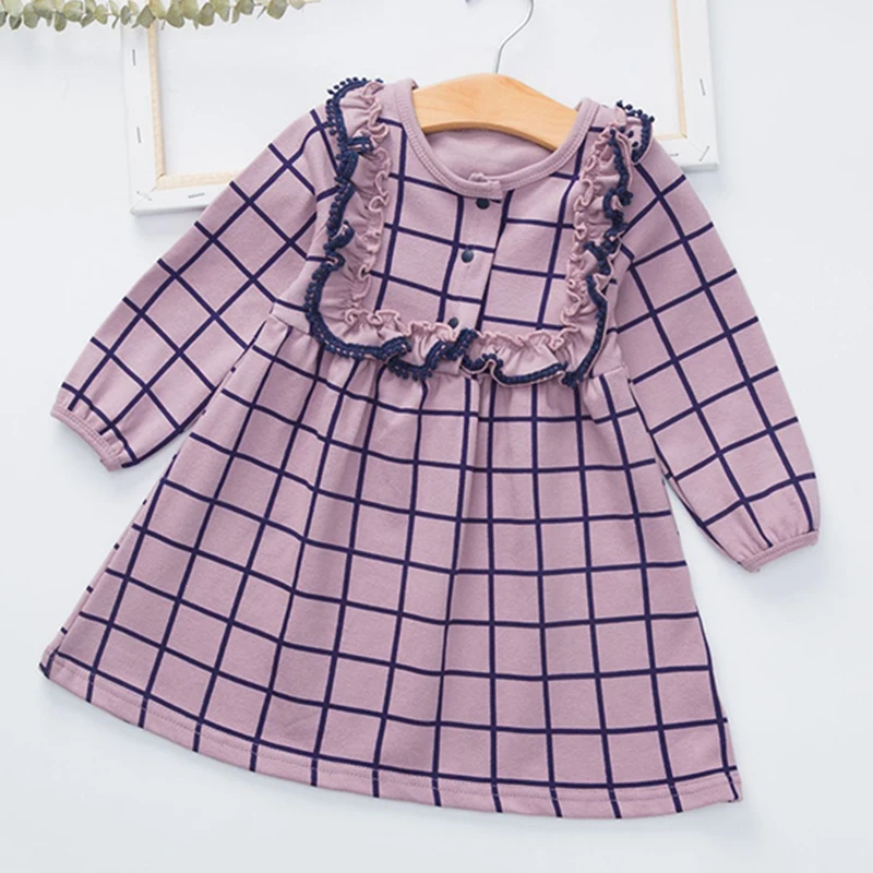Humor Bear/ г. Платья для девочек Новая одежда для больших девочек в британском стиле модное кружевное платье принцессы в клетку длинные платья, платье для девочек