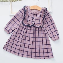 Humor Bear/ г. Платья для девочек Новая одежда для больших девочек в британском стиле модное кружевное платье принцессы в клетку длинные платья, платье для девочек