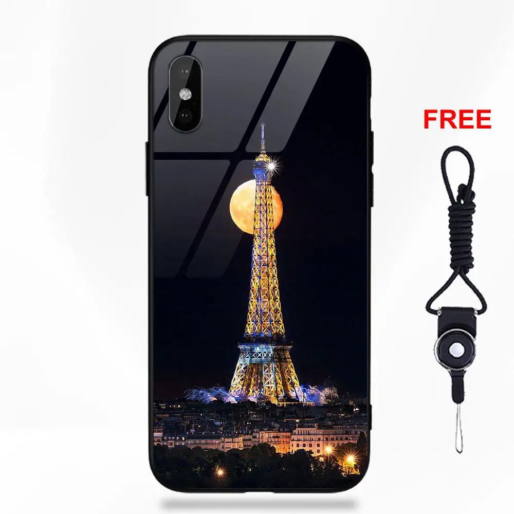 as picture Omdnwd полная луна в Эйфелевой башне Парижа для Apple iPhone 5 5C 5S SE 6 6S 7 8 Plus X XS Max XR - Цвет: as picture