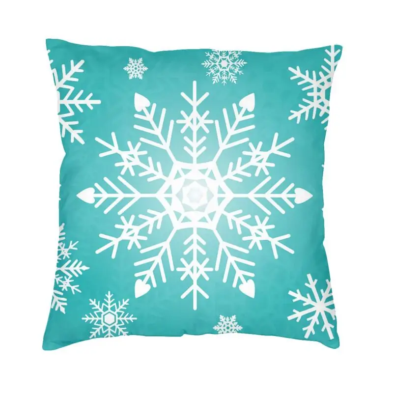 

Merry Christmas Snowflake Cushion Covers Green And White Snow Pattern Soft Modern Throw Pillow Case Decor Home Pillowcase