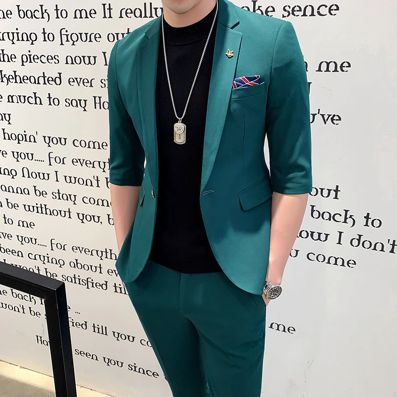 jackt+pant)2021 Men Suits Half Sleeve 