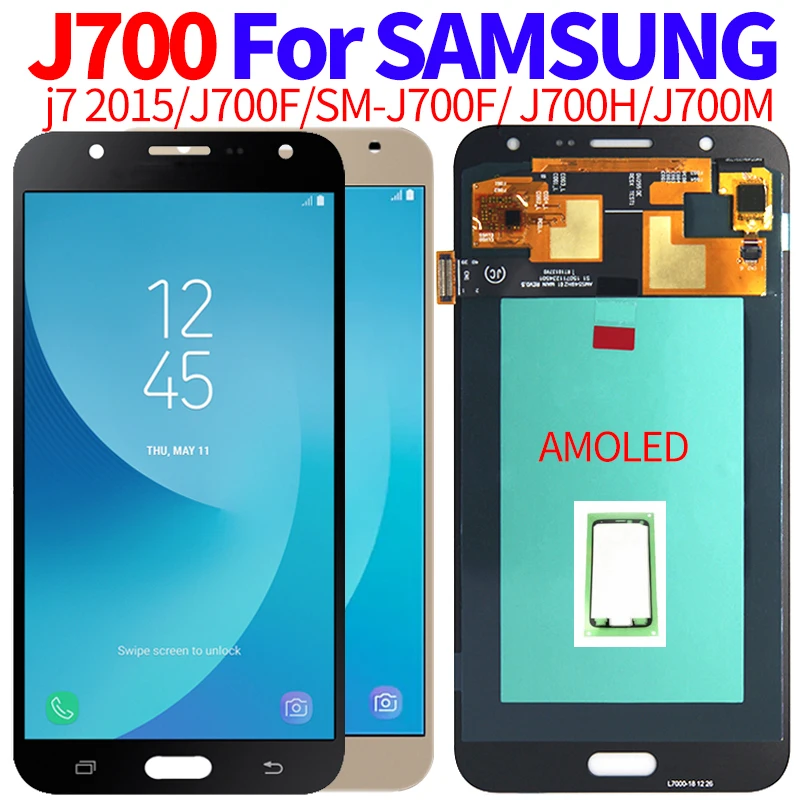 ЖК-дисплей Super AMOLED для Samsung Galaxy J7 2015 J700 J700H J700M сенсорный экран с дигитайзером в
