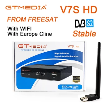 

With Cccam Clines server GTMedia V7S HD digital satellite receiver DVB-S2 V7S HD full 1080P + USB WIFI upgrade Freesat V7