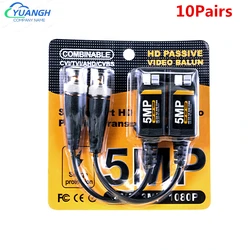Balun vidéo BNC HD, 10 paires, 5mp, 4mp, 3mp, 960H, 1080P, 720P, émetteur récepteur torsadé UTP Cat5 HD CVI TVI AHD pour caméra 