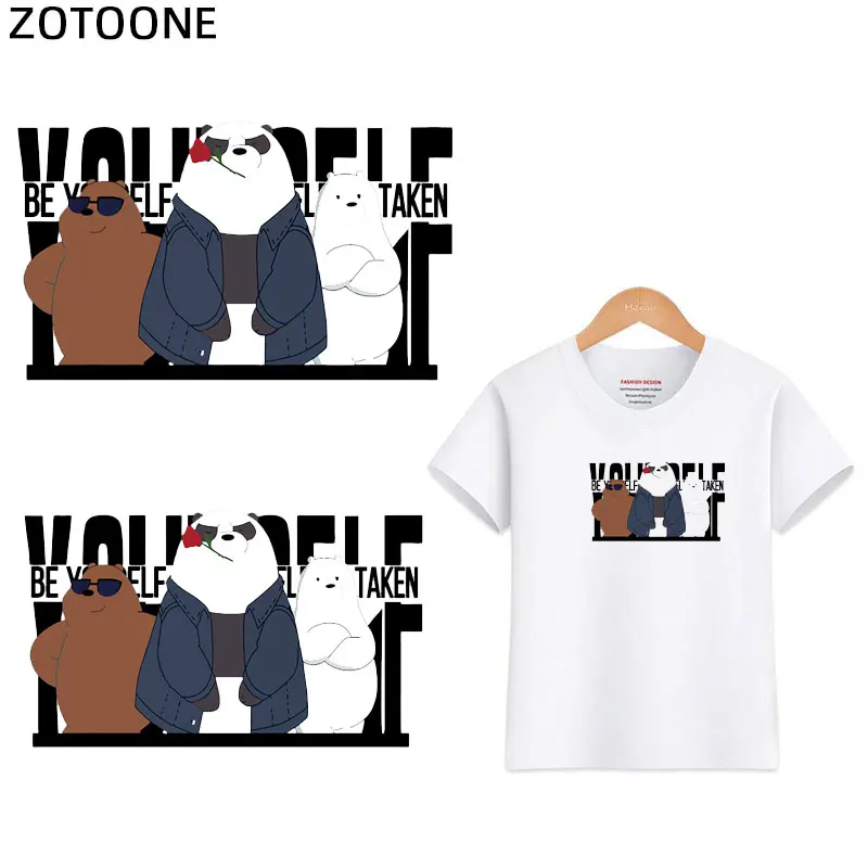 ZOTOONE нашивки с полосками утюжок на переноске милые крутые медведя для футболок