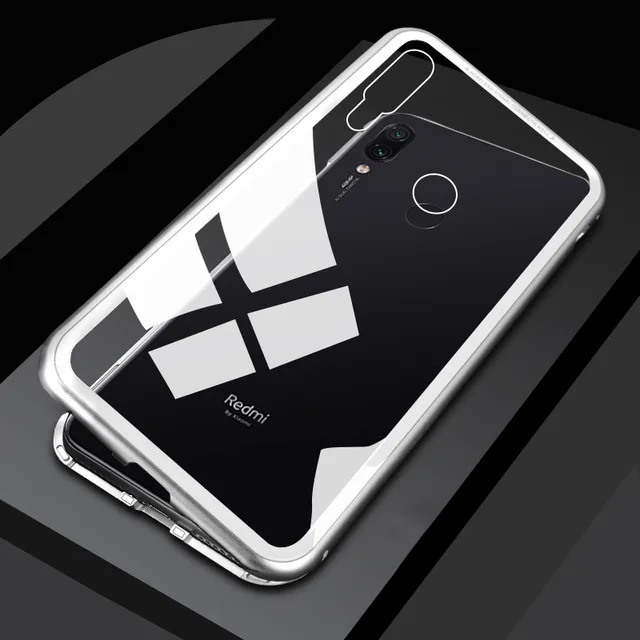 White Магнитный адсорбционный металлический чехол для Xiao mi Red mi Note 8 7 K20 Pro mi 9 T 6 pro mi 8 mi 9 SE F1 A3 Lite закаленное стекло Магнитная крышка - Цвет: White