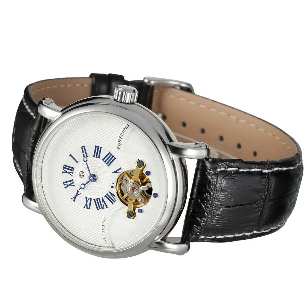 Forsining модные турбийон дизайн Swirl циферблат светящиеся Роскошные Moon Phase Мужские часы лучший бренд класса люкс автоматические часы для мужчин