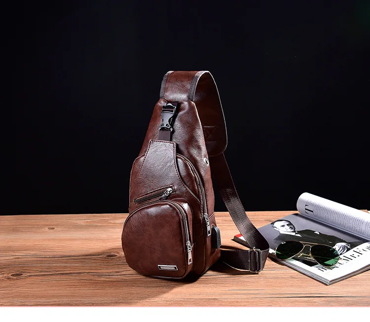 Vintage Leather Sling Waist Bag for Men New Travel Chest Pack Portable USB Charging Crossbody Bags Male Black Shoulder Waist Bag (14)
