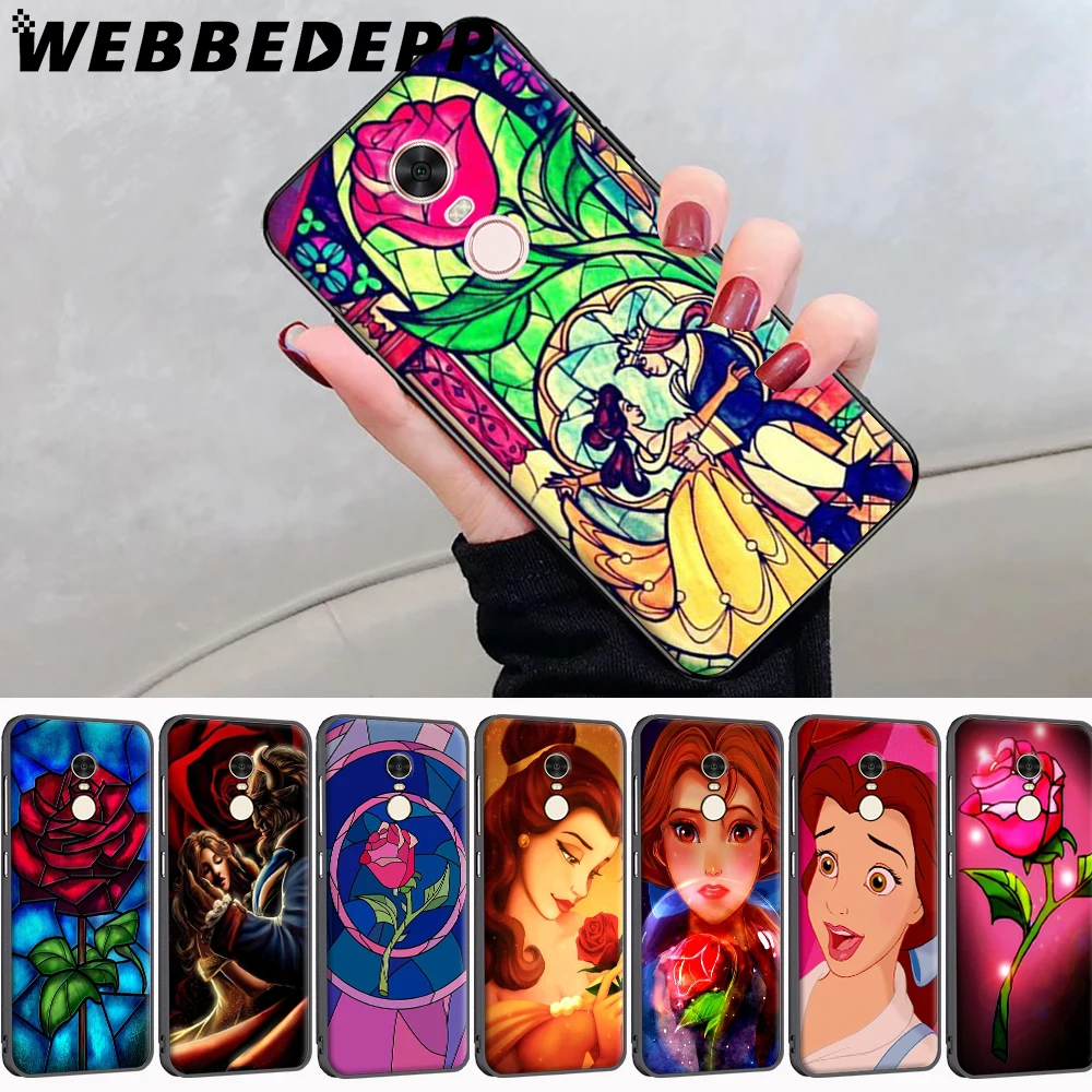Красота зверь принцессы с рисунком розы для девочек арт мягкий чехол Xiaomi Redmi 5 Plus 4A