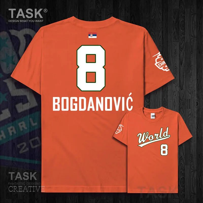 001-Orange-01 Bogdan мужские майки Bogdanovic Serbia basketballer star World Team Американский новичок футболка хлопковая толстовка одежда футболки Фанаты - Цвет: 001-Orange-01