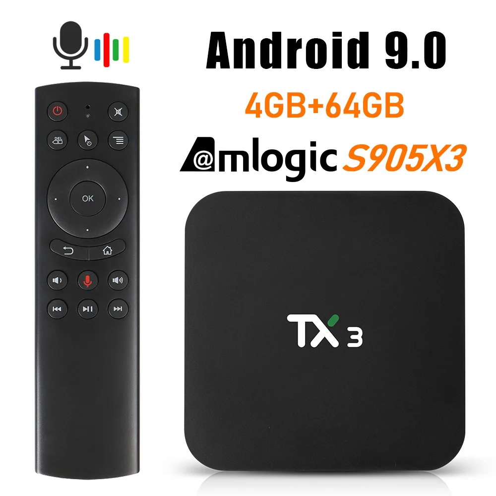 TX3 Android 9,0 ТВ приставка Amlogic S905X3 wifi Bluetooth 32 Гб 64 Гб 1080P H.265 4K youtube Netflix телеприставка