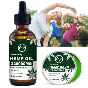 

Minch 220000MG Hemp CBD Oil + Hemp Balm Natural Skin Oil Anti-Inflammatory Pain Relief Relieve Joint Pain Skin Care Help Sleep