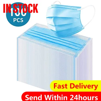 

100 Pcs Disposable Mask Adults One Time Use Facemask Breathable Blue Outdoor Protective Masks Mascarilla Deportiva Oc6