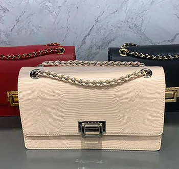 

2020 New Girl Shoulder Bag PU Leather Flip Lizard Pattern Rectangular Bag