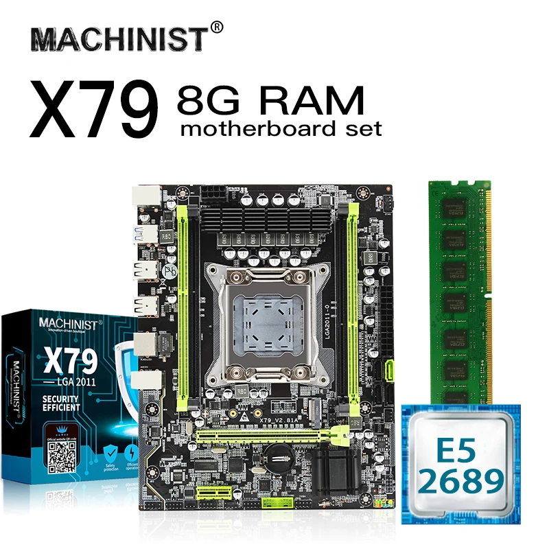 #Special Offers X79 motherboard set X79 V2.81 lga 2011 kit with Intel Xeon E5 2689 CPU 8GB 1600MHz DDR3 ECC REG memory RAM MATX NVME M.2 SSD