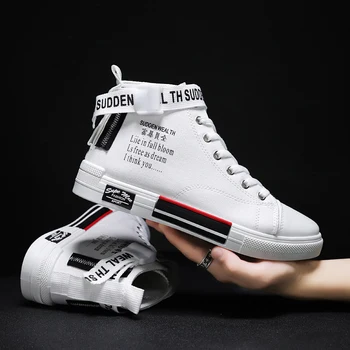 

White Shoes Canvas High Top Sneakers Tenis Jovenes Air Force One Street Wear Mens Casual Shoes Spring/Autumn