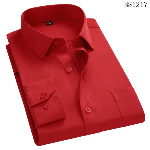 Plus Large Size 8XL 7XL 6XL 5XL 4XL Slim Fit Mens Business Casual Long Sleeved Shirt Classic Striped Male Social Dress Shirts BS1217 Red