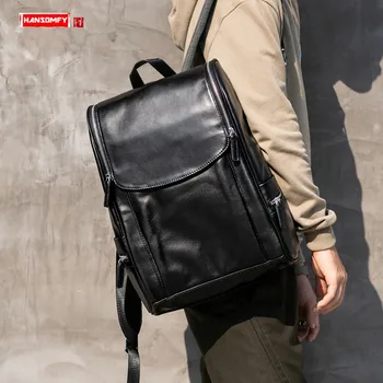 

Simple Leather Men Backpack Fashion Genuine Leather Male Large Capacity Backpack Youth Bag Leisure Travel Computer Backpacks Big