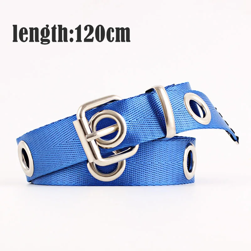 Женский и мужской холщовый ремень для мальчиков и девочек с большим отверстием, длинный Повседневный ремень на талию, металлический женский ремень cinturon mujer - Цвет: style 1 blue 120cm