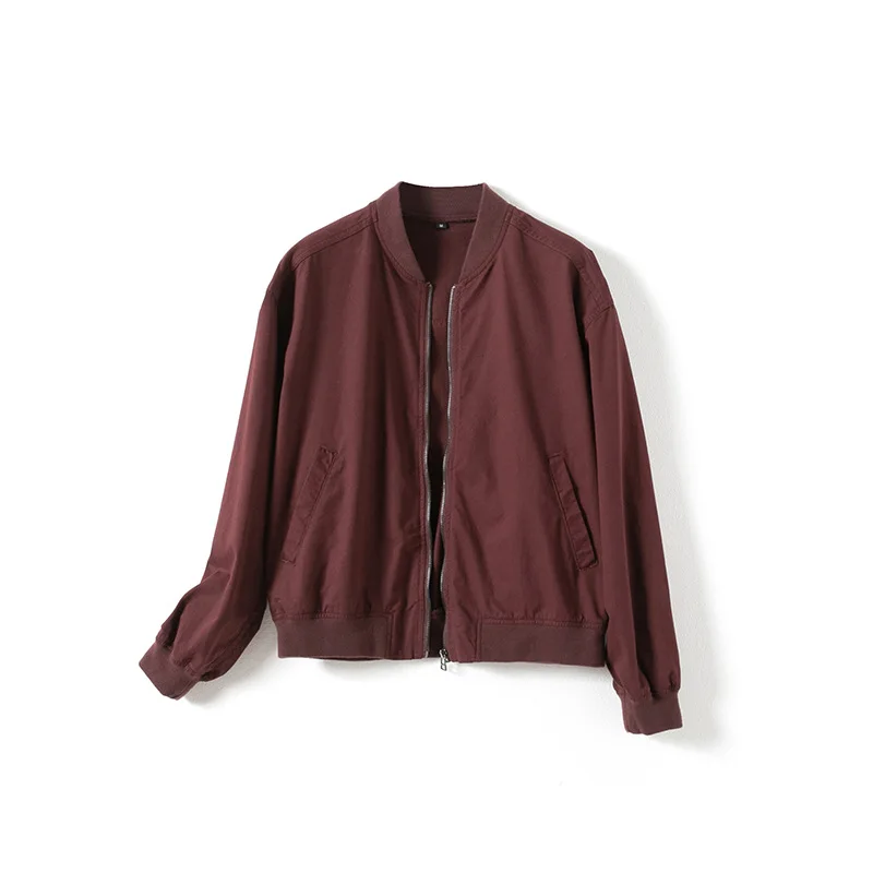 

49tb7-19156 Europe And America WOMEN'S Dress 2019 Summer New Products Casual Loose-Fit Zipper Cotton Ribbed Pattern Jacket