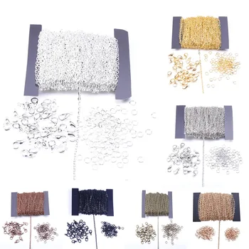 

2x3mm/3x4mm 7 Colors Jewelry DIY Kit Metal Link Chain Open Rings Lobster Clasp Jewellery Making Supplies For DIY Jewelry Making