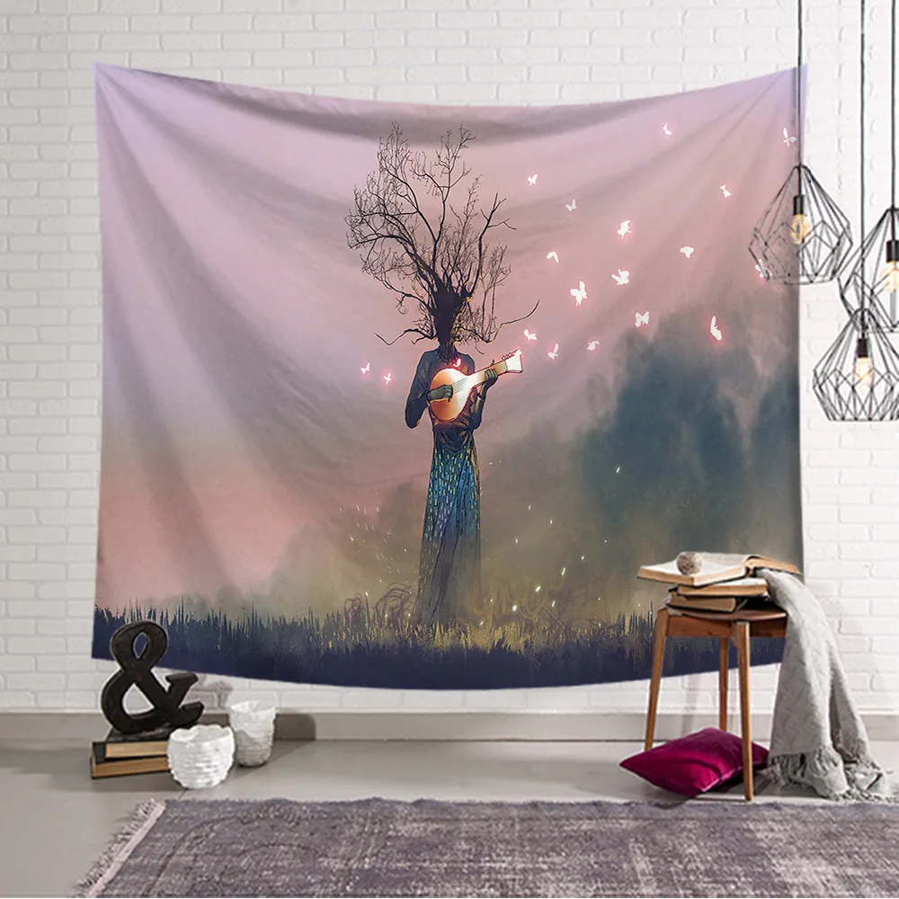 

Nordic Fashion Wall Hanging Tapestry Jellyfish Portrait Series Printed Polyester Wall Cloth Tapestries Home Decor Shawl Blanket