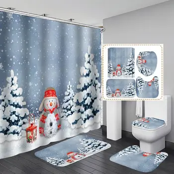 

Christmas.3D Digital Printing Shower Curtain 4 Pieces For Home / Hotel / Party.Decoration 180 * 180cm
