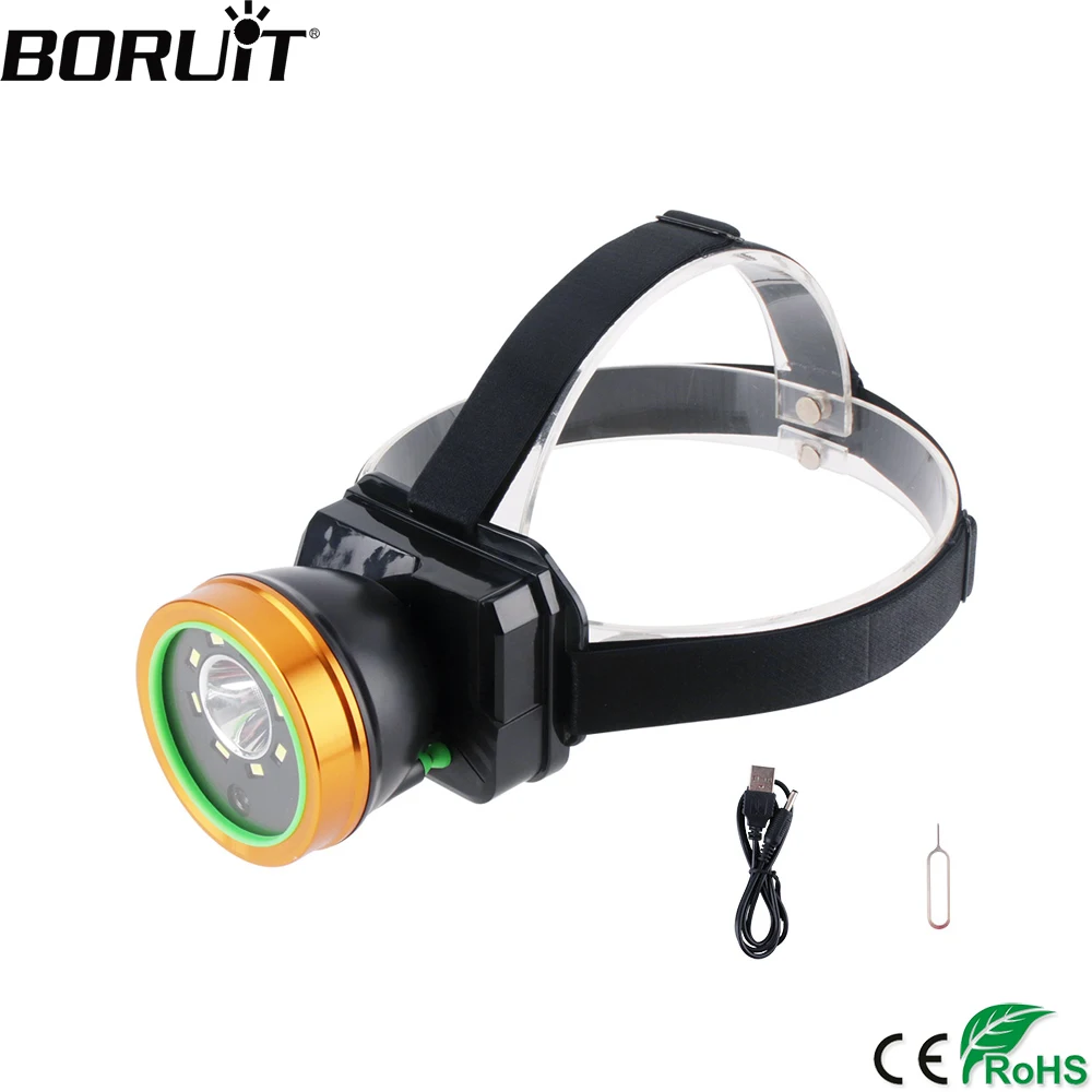 buy BORUiT HD 1080P Camera LED Headlamp High Power 2000LM SMD Headlight 2 Mode Built in 4000mAh Battery Head Torch Video Recorders
