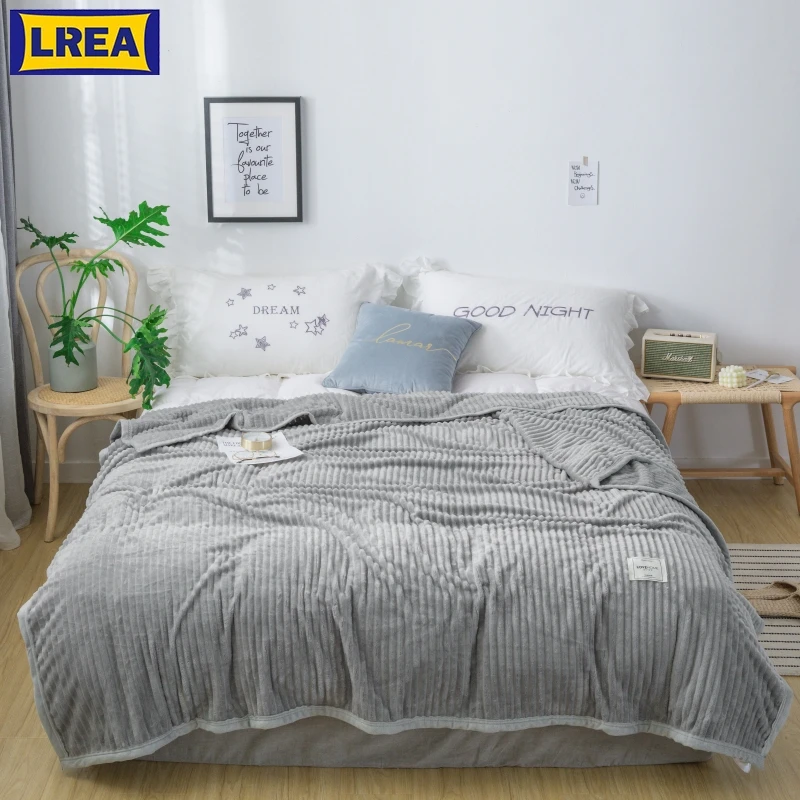 

LREA winter polar fabric blankets throw grey blanket for beds and sofa home decoration fleece seeping Comfortable skin