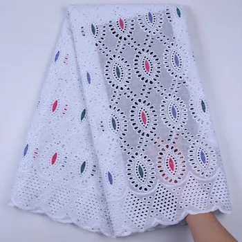 

Latest African Swiss 100% Cotton Laces Hole Cool African Swiss Voile Lace In Switzerland With Stones For Nigerian Dress F1721