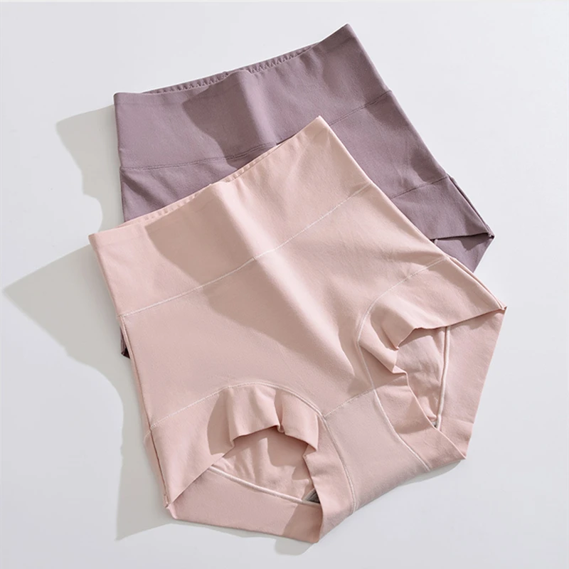 60S Cotton Panties High-Rise Panties for Women Ladies Plus Size Womens Briefs Underwear Women Tighten The Abdomen Safety Shorts