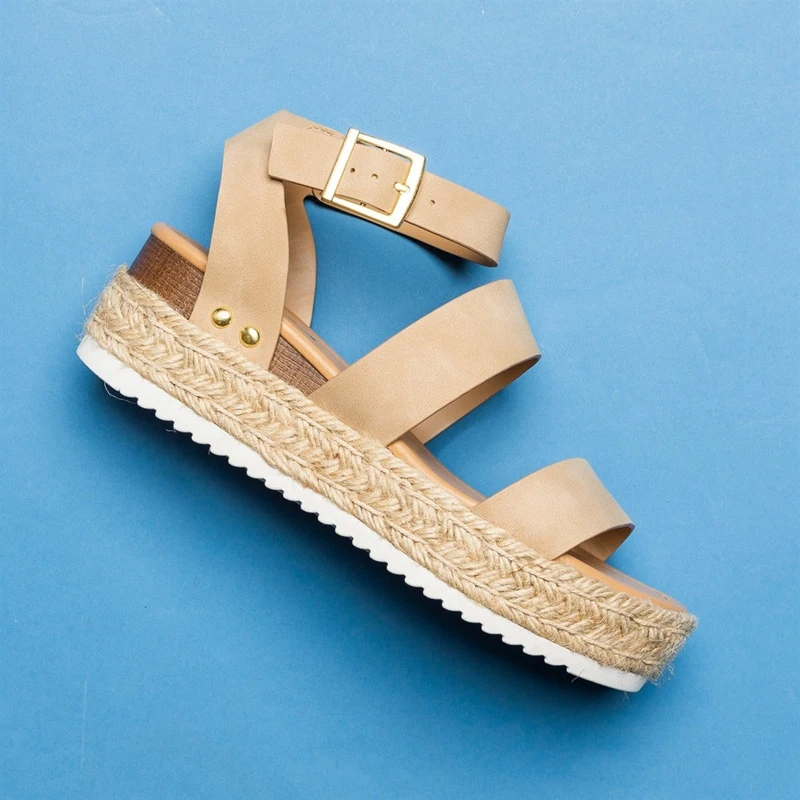 2020New Women's Solid Color Versatile Sandals Summer Breathable Fashion Casual Shoes Gladiator Roman Platform Shoes Travel Shoes