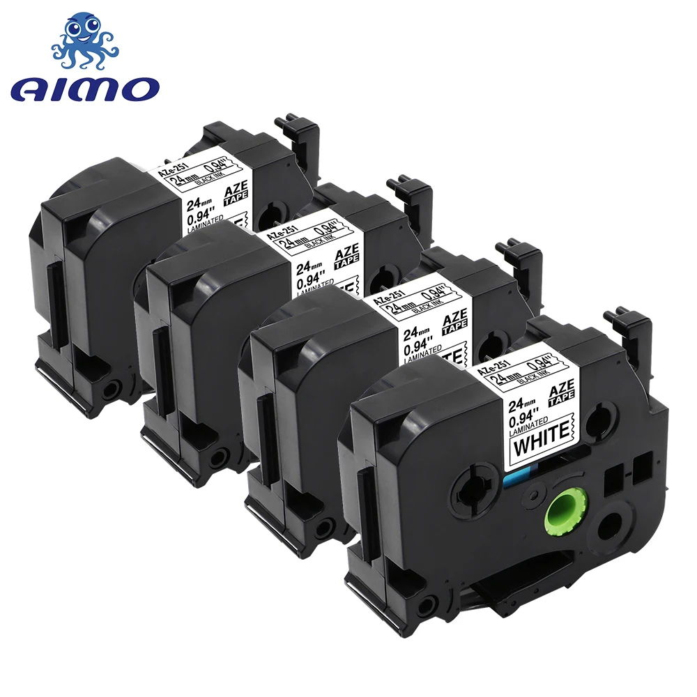 AIMO 4 pack/ lot 24mm black on white compatible brother tze tape for p touch label maker 251 tze-251 tze251 | Компьютеры и офис