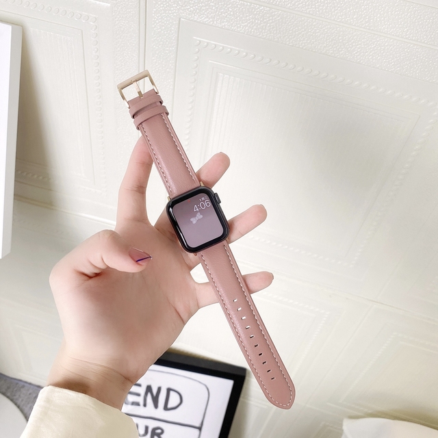 Genuine Leather Strap for Apple Watch Band 38mm 42mm 40mm 44mm SE7 6 5 Smooth Loop for Iwatch 4 3 2 1 41mm 45mm Bracelet