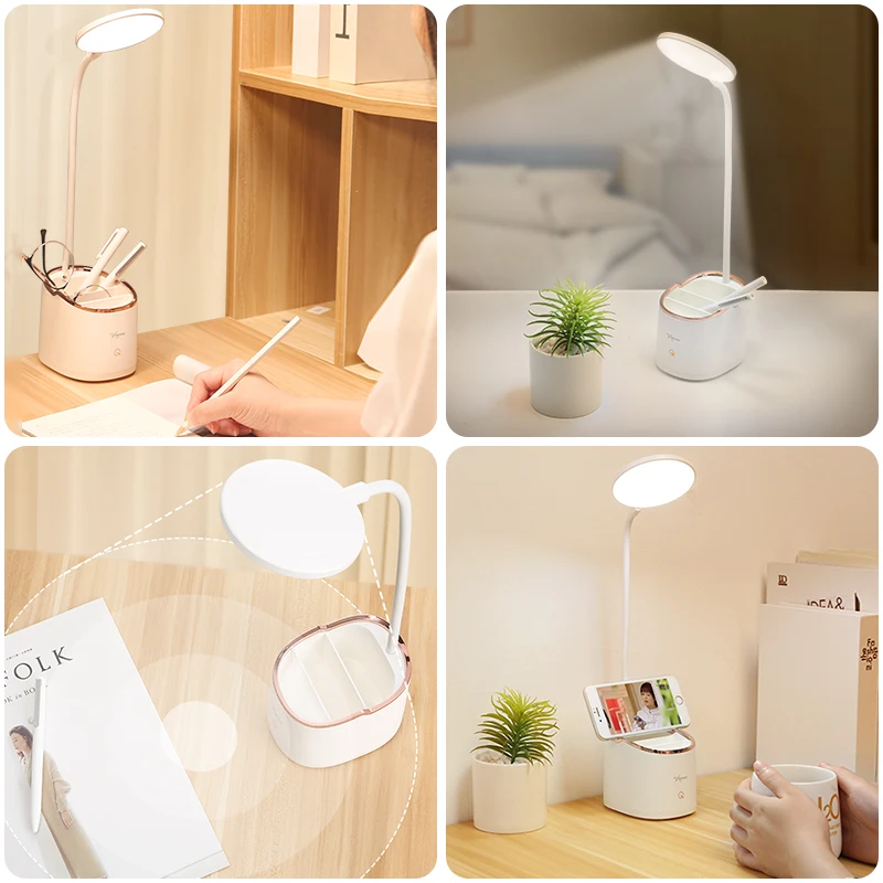 Gooseneck Wireless Table Lamp Study 3-Modes Touch 1800mAh Rechargeable LED Reading Desk Lamp USB Table Light Flexo Lamps Table