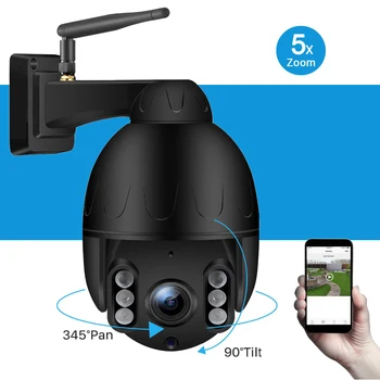 

Outdoor Surveillance Camera IP66 Waterproof Mini Wireless PTZ 5X Optical Zoom 1080P HD Wifi Two Way Audio 50M Night Vision