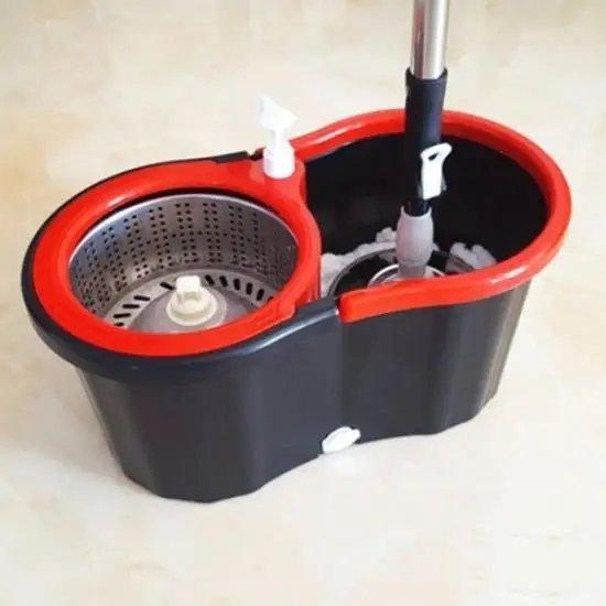 

360 FLOOR MAGIC SPIN MOP BUCKET SET MICROFIBER ROTATING DRY HEAD WITH 2 HEADS