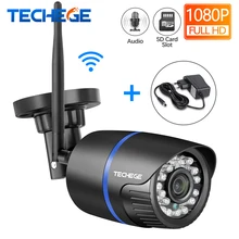 Cámara de grabación de Audio IP WIFI Techege 1080P HD red 2.0MP cámara inalámbrica Onvif cámara de visión nocturna impermeable Almacenamiento de tarjeta TF