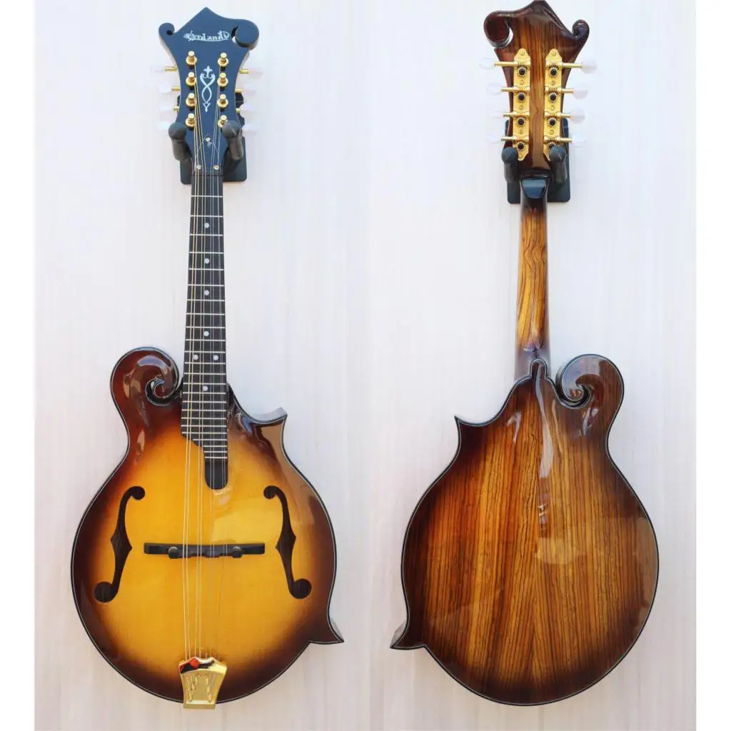 full solid wood handcraft F style mandolin spruce top zebra back and side |