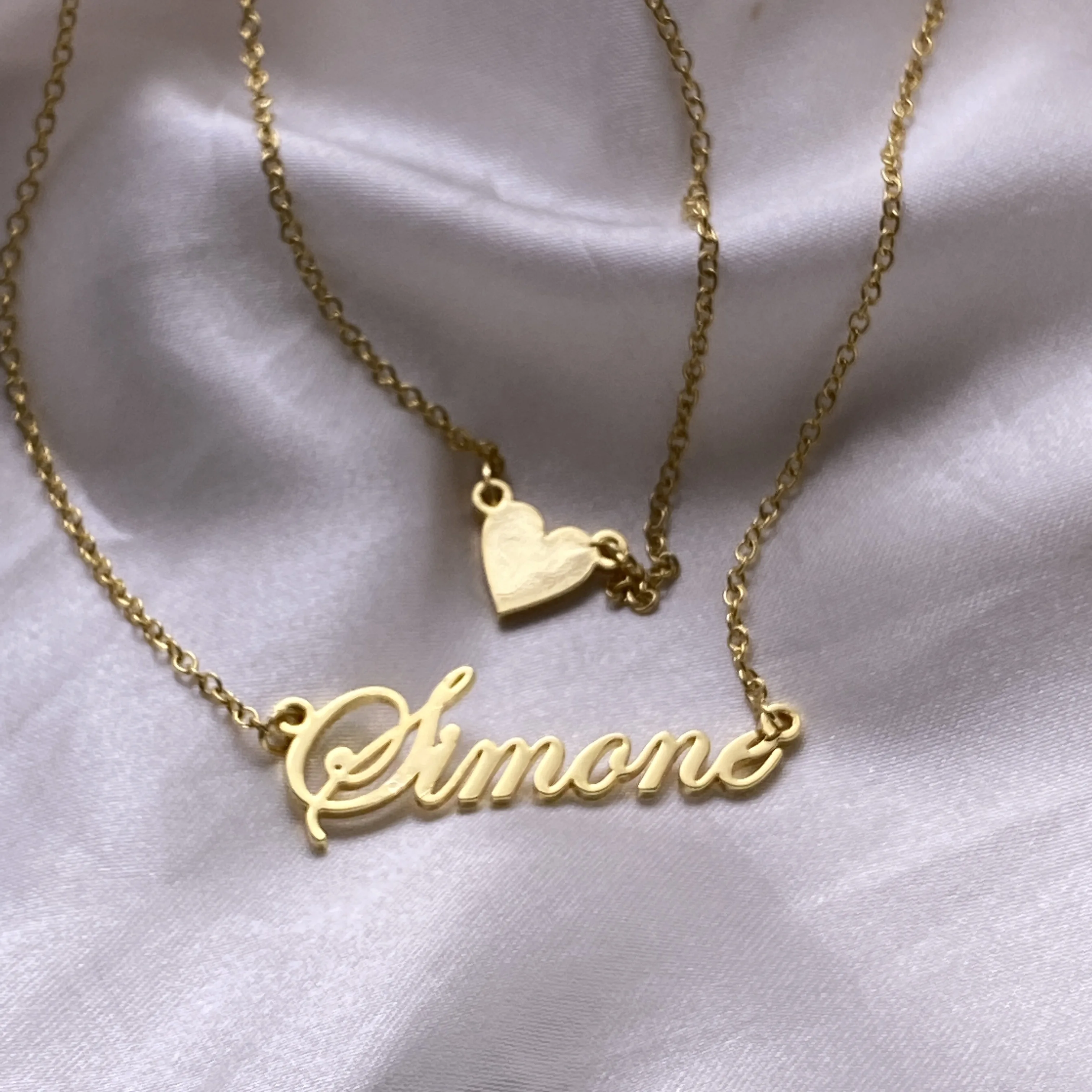 Noelia Custom Name Necklace Personalized Double Layered Choker Heart Name Pendant Necklace 18K Gold Plated Jewelry for Women