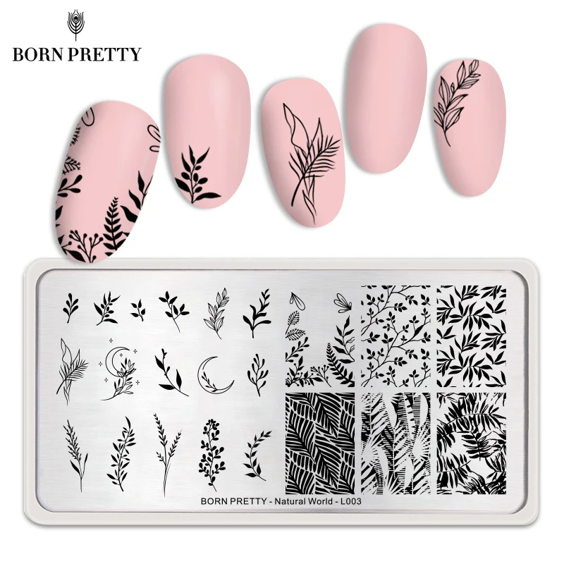 Пластины для стемпинга ногтей BORN PRETTY, простой трафарет для дизайна ногтей, трафарет, штамп, инструменты для самостоятельного изготовления ногтей L003|Шаблоны для дизайна ногтей| | АлиЭкспресс