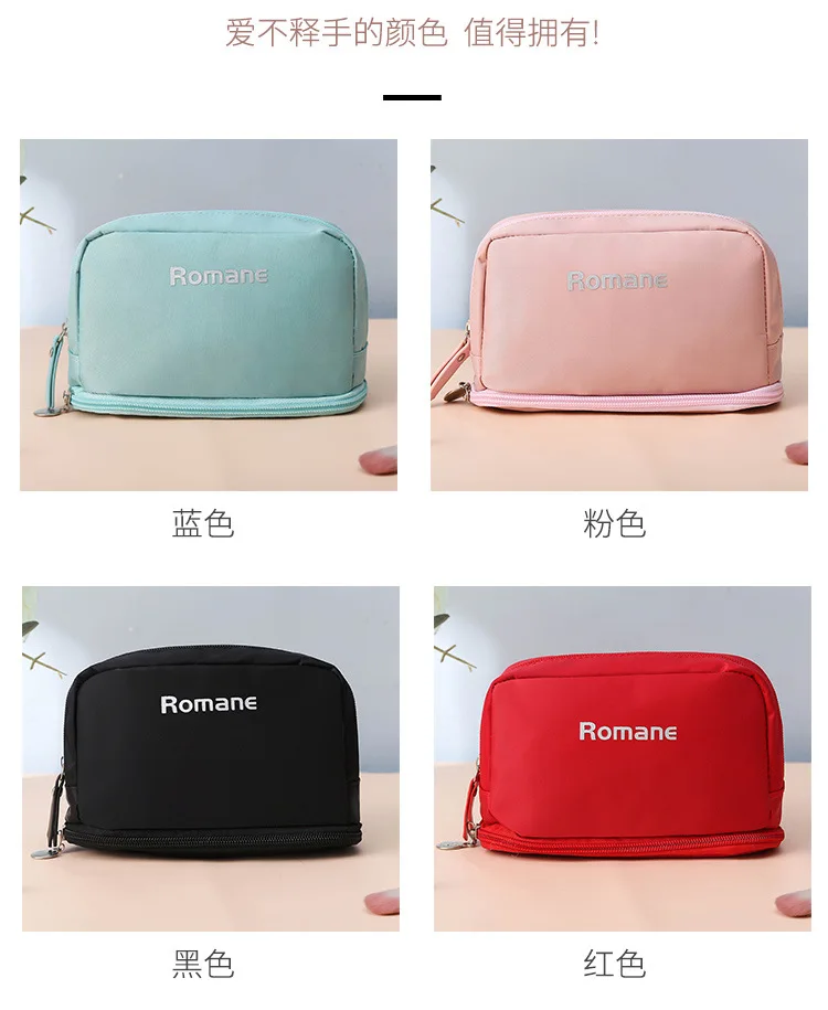 Japan Double Layer Storage Cosmetic Bag Waterproof Nylon Multi-functional Manufacturers Direct Selling Foreign Trade Candy-Color