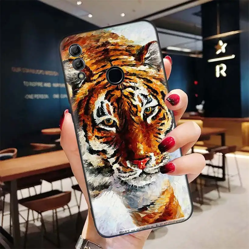 Абстрактный тигра на Луне черный чехол для huawei Y9 Y5 Y6 Y7 Honor 10 9 Lite 9X8X8 S 8A фотоаппаратов моментальной печати 7S 7A 10i 20i V20 чехол для телефона Capa - Цвет: BD001-7