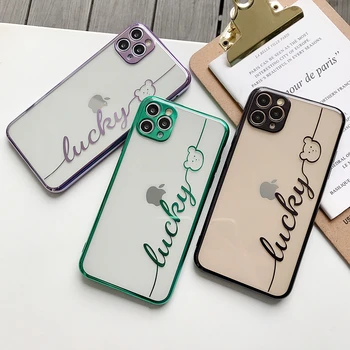

Luxury Plating Bumper Phone Case For iphone 11 Pro Max 7 8 plus X XR XS Max Back Cover Simple Letters Transparent Soft Cases